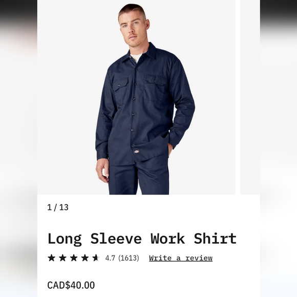 Dickies US XL Long sleeve Twill Work shirt - Picture 3 of 4